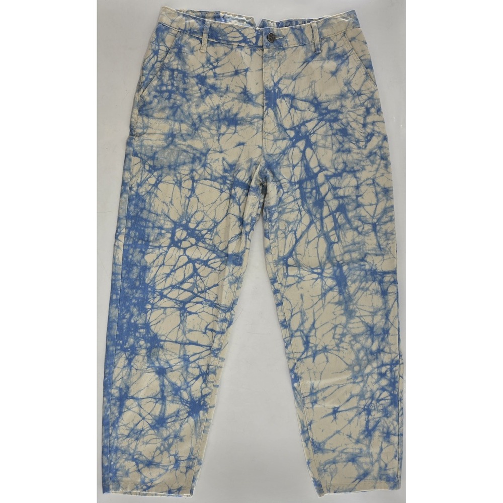 Rachel Comey Jeans Tie Dye Blue White Cinch Back Straight Leg Women 10 - 16x25